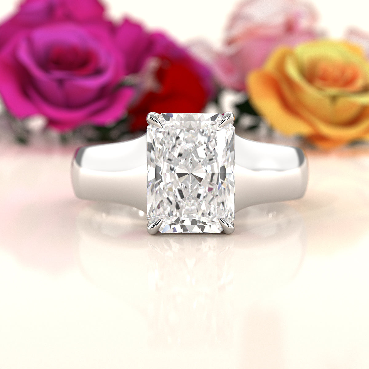 5g Trellis Solitaire Lab Grown Diamond IGI Certified Engagement 5.5mm Ring 1.00 Ctw.